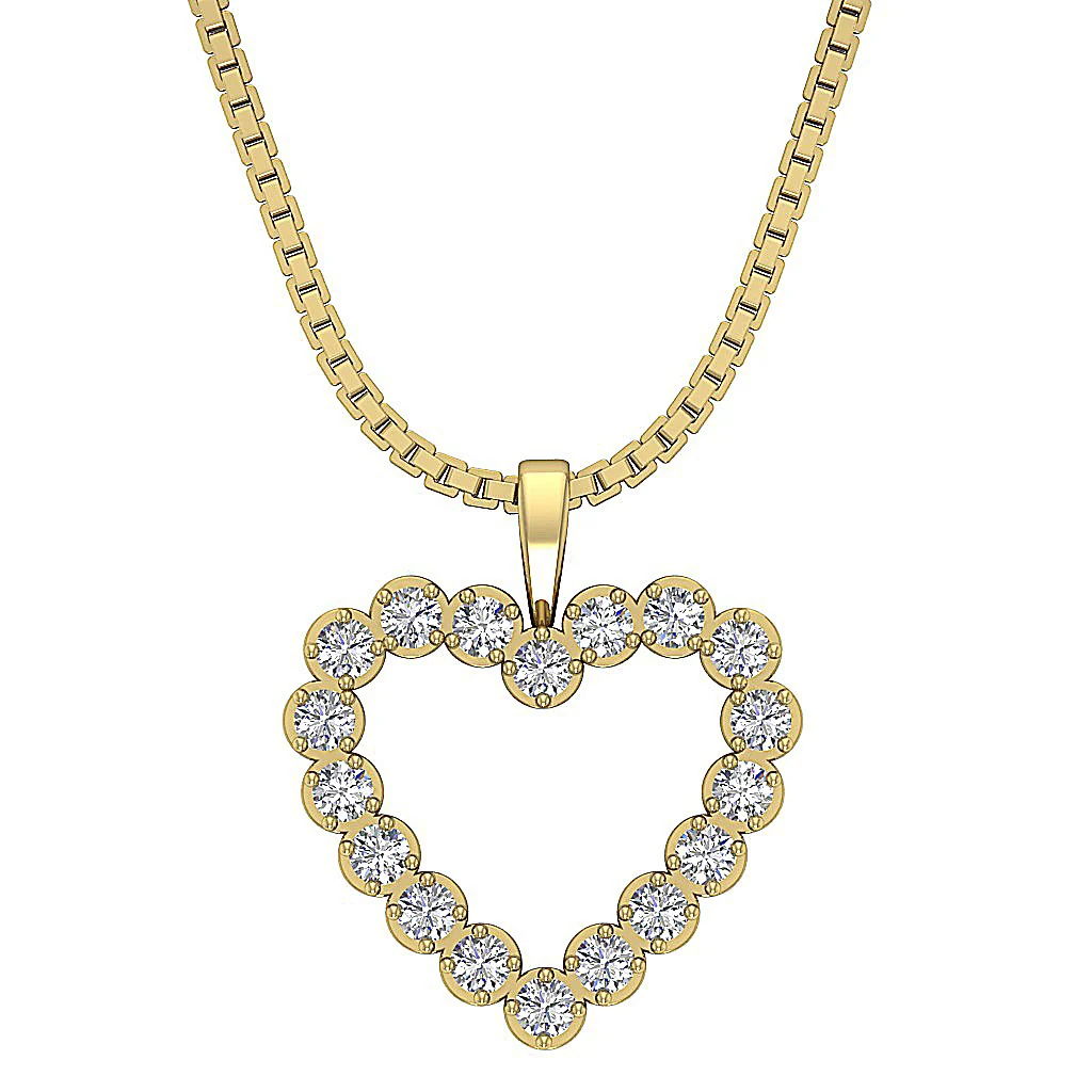 The Killian Pave Set 1 Carat Round Cut Diamond Love Of Heart Pendant 14k White Gold - Image 2