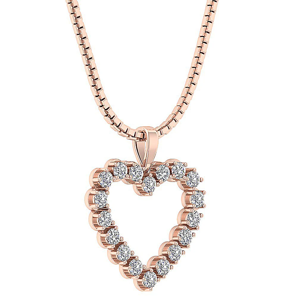 The Killian Pave Set 1 Carat Round Cut Diamond Love Of Heart Pendant 14k White Gold - Image 6