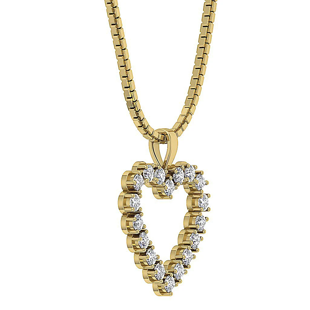 The Killian Pave Set 1 Carat Round Cut Diamond Love Of Heart Pendant 14k White Gold - Image 8