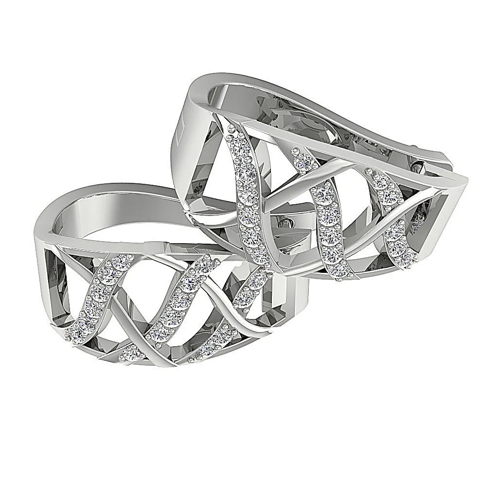 The King Excellent Natural Diamond 14K White Gold Hoops Earring Pave Set - Image 10
