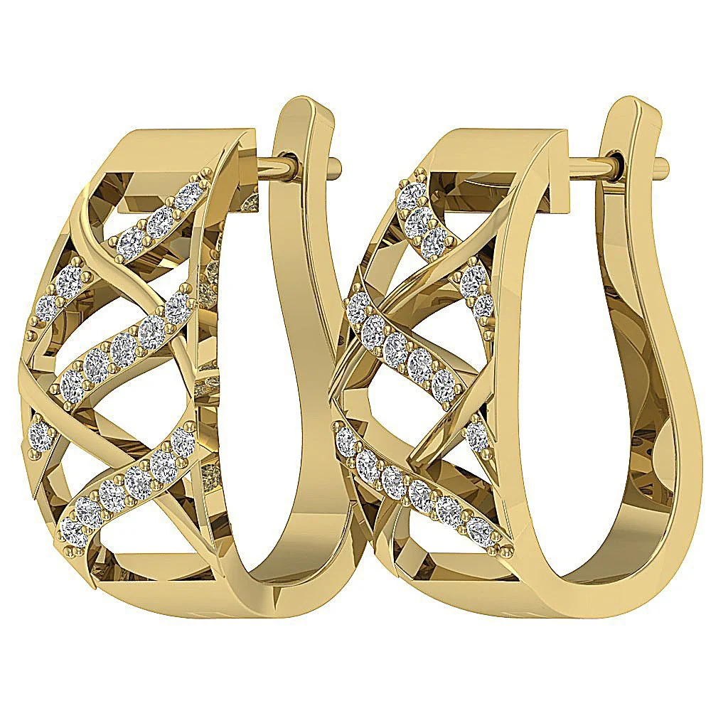 The King Excellent Natural Diamond 14K White Gold Hoops Earring Pave Set - Image 2