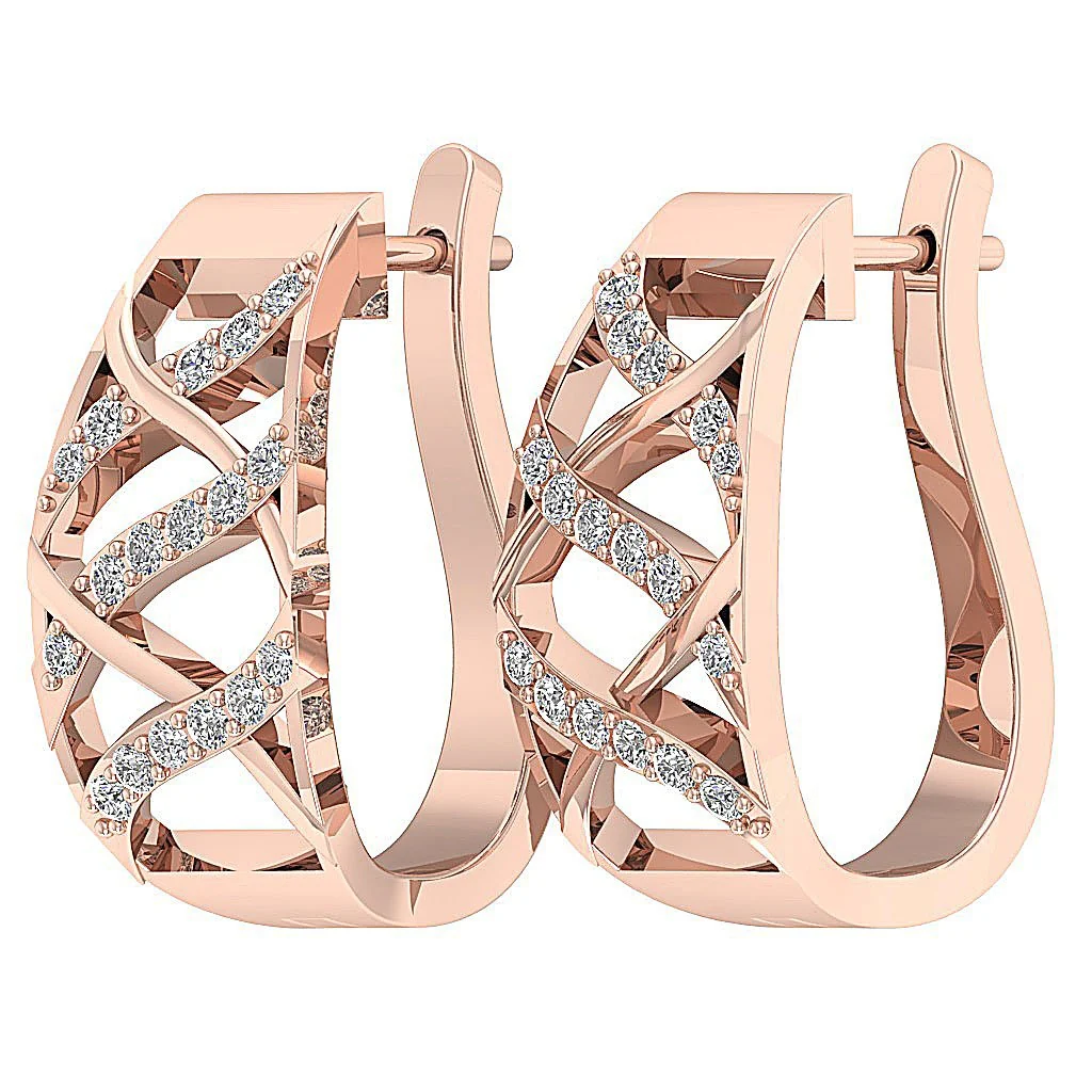 The King Excellent Natural Diamond 14K White Gold Hoops Earring Pave Set - Image 3