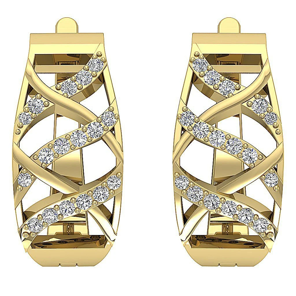 The King Excellent Natural Diamond 14K White Gold Hoops Earring Pave Set - Image 5
