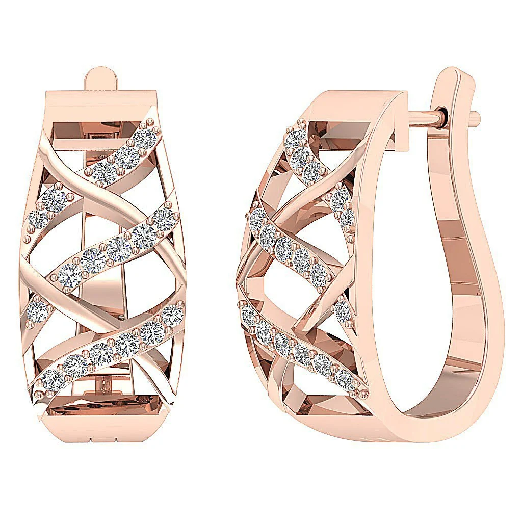 The King Excellent Natural Diamond 14K White Gold Hoops Earring Pave Set - Image 8