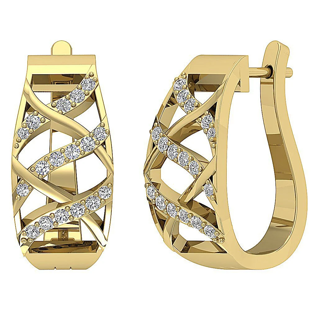 The King Excellent Natural Diamond 14K White Gold Hoops Earring Pave Set - Image 9