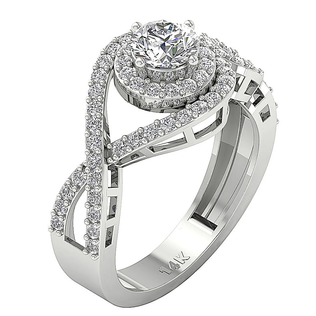 The Kingsley Genuine Diamond 14k Rose Gold Split Shank Halo Solitaire Engagement Ring - Image 3