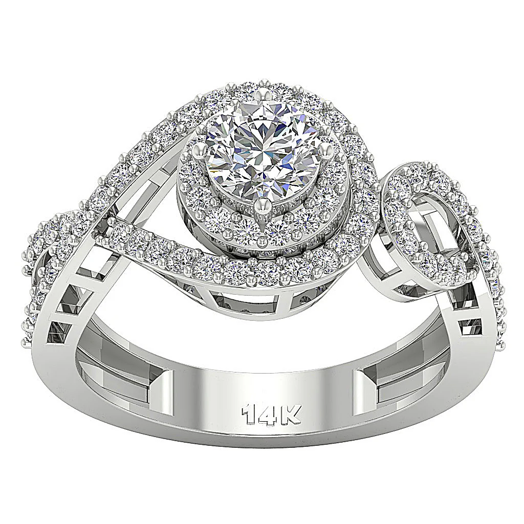 The Kingsley Genuine Diamond 14k Rose Gold Split Shank Halo Solitaire Engagement Ring - Image 4