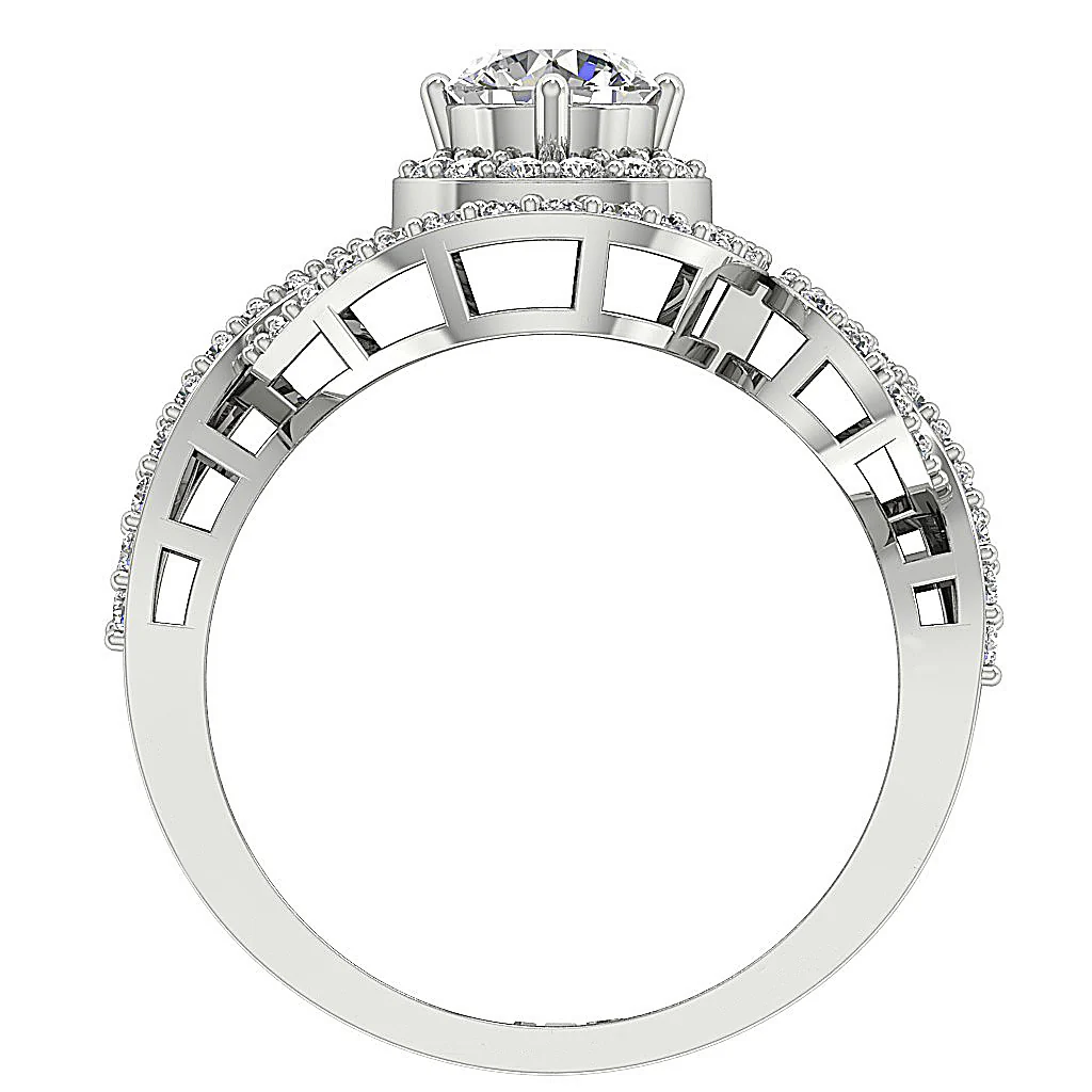 The Kingsley Genuine Diamond 14k Rose Gold Split Shank Halo Solitaire Engagement Ring - Image 5