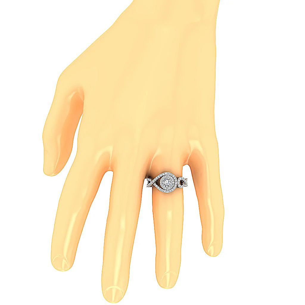The Kingsley Genuine Diamond 14k Rose Gold Split Shank Halo Solitaire Engagement Ring - Image 7