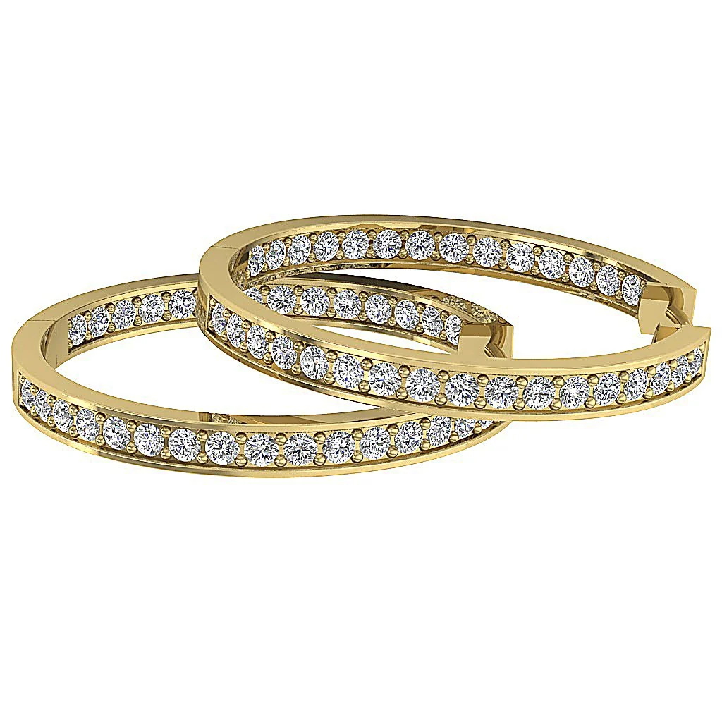 The Kingston Prong Set Round Diamond Hoops Earring 14K Solid White Gold - Image 12