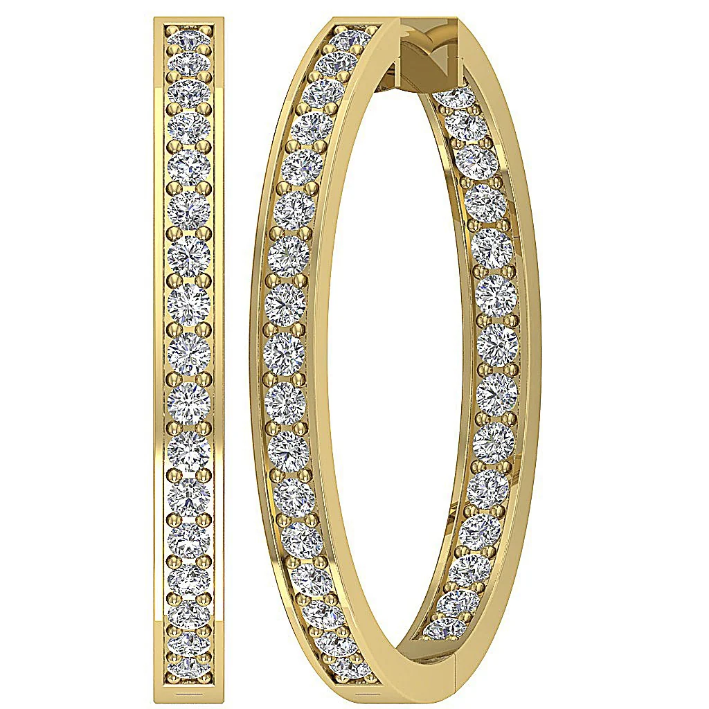 The Kingston Prong Set Round Diamond Hoops Earring 14K Solid White Gold - Image 2