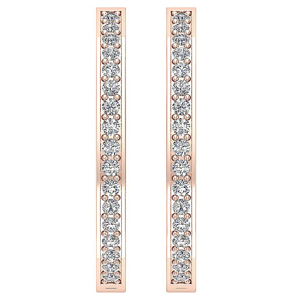 The Kingston Prong Set Round Diamond Hoops Earring 14K Solid White Gold - Image 4