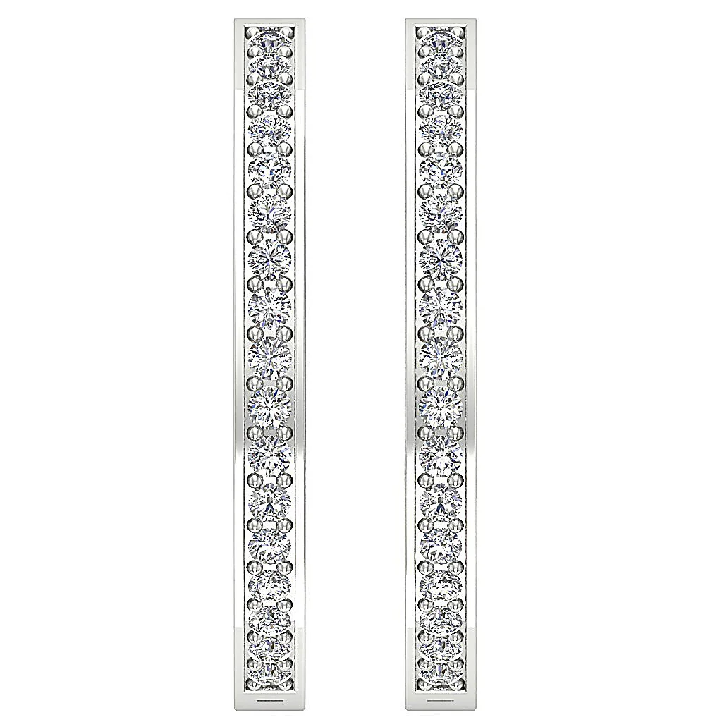 The Kingston Prong Set Round Diamond Hoops Earring 14K Solid White Gold - Image 7