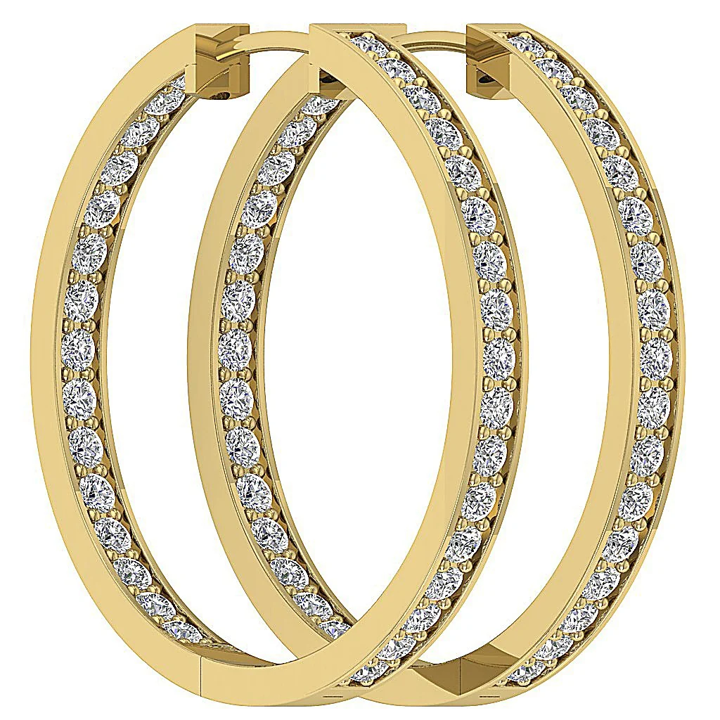 The Kingston Prong Set Round Diamond Hoops Earring 14K Solid White Gold - Image 9