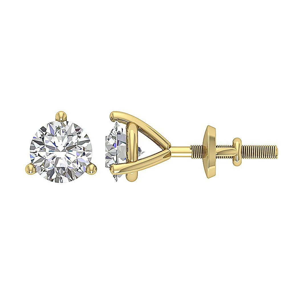 The Knox Handmade Solitaire Stud Earring 0.85 Carat Round Cut Diamond 14K White Gold - Image 3