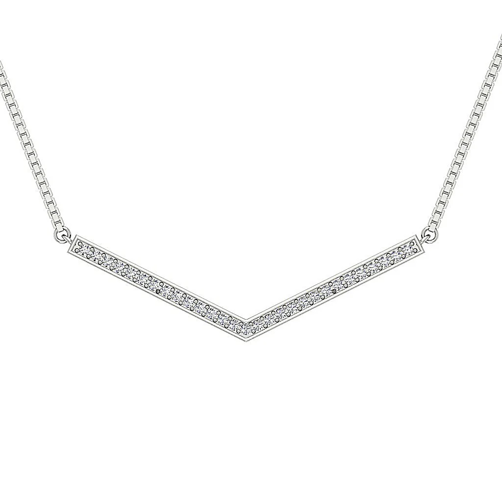 The Knox 14k Solid White Gold Round Cut Diamond Fashion Pendant Necklace 0.45 inch