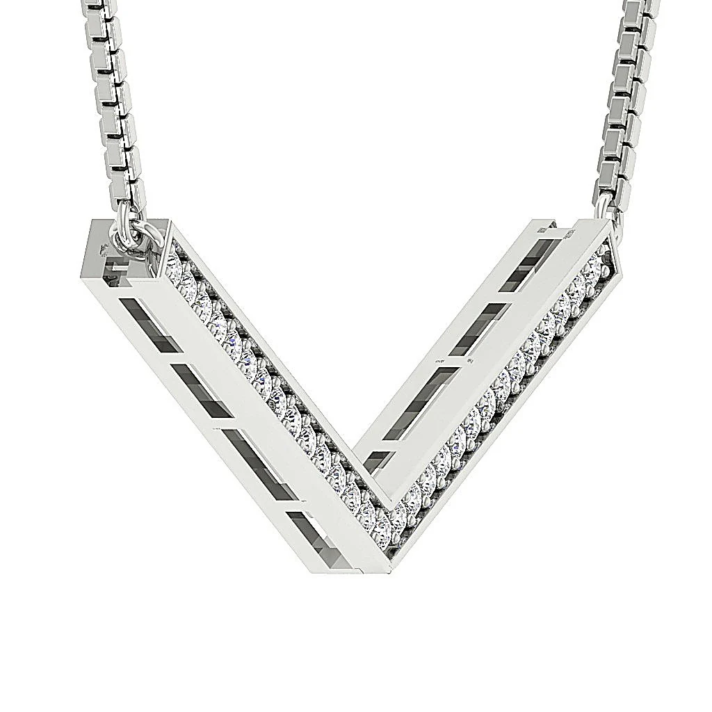 The Knox 14k Solid White Gold Round Cut Diamond Fashion Pendant Necklace 0.45 inch - Image 3