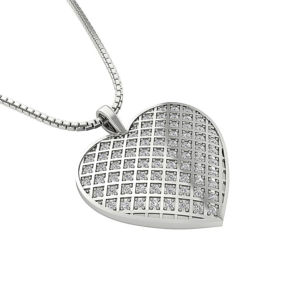 The Koa Diamond For Good Heart Natural Diamond Pendant 14K White Gold Pave Set - Image 10