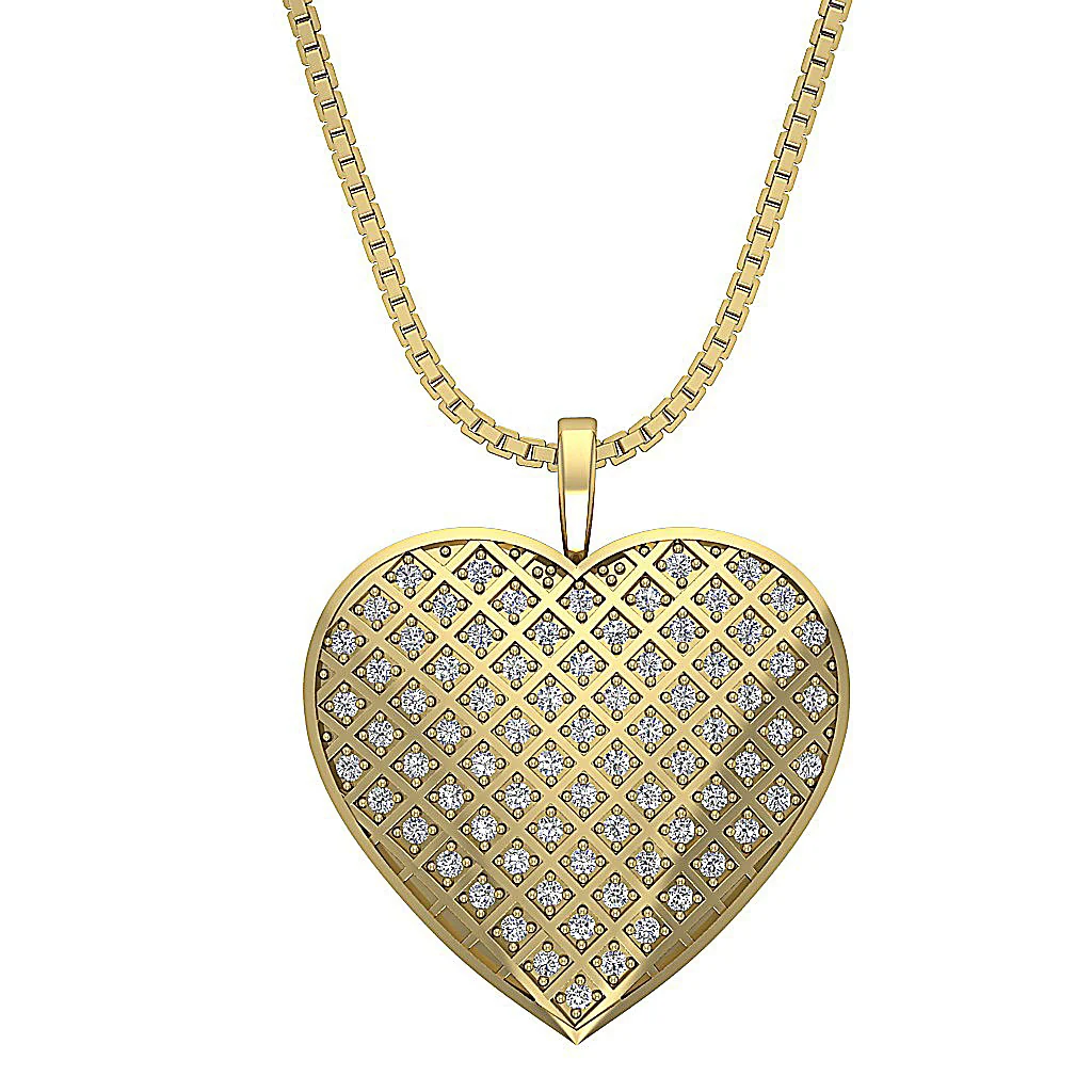 The Koa Diamond For Good Heart Natural Diamond Pendant 14K White Gold Pave Set - Image 2