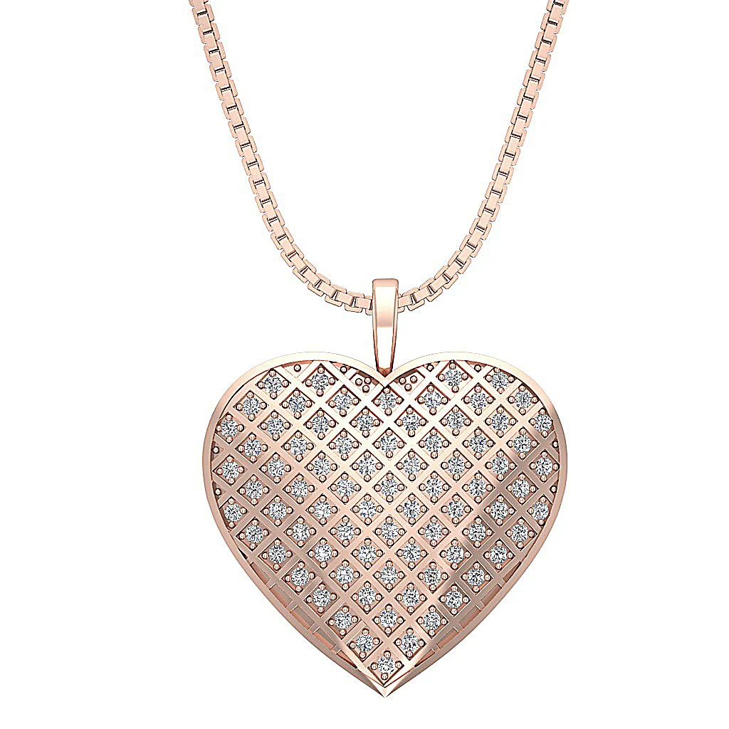 The Koa Diamond For Good Heart Natural Diamond Pendant 14K White Gold Pave Set - Image 3