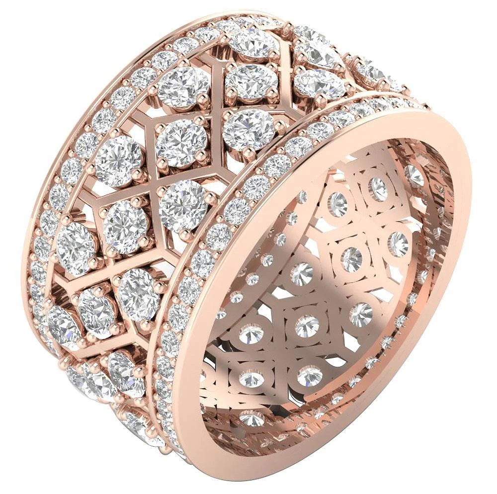 The Koa Designer Round Brilliant Cut Diamond 14K Solid Gold Eternity Anniversary Ring Band - Image 4