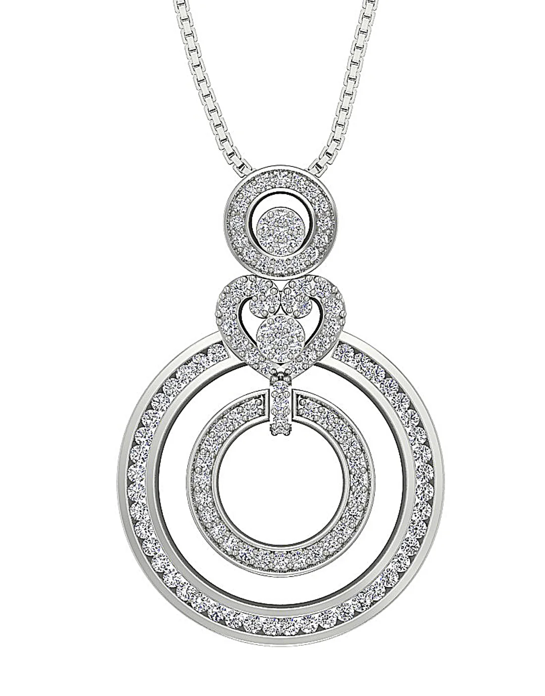 The Kobe Sparkly Round Brilliant Cut Diamond Circle Pendant 1.30 inch 14K White Gold - Image 2