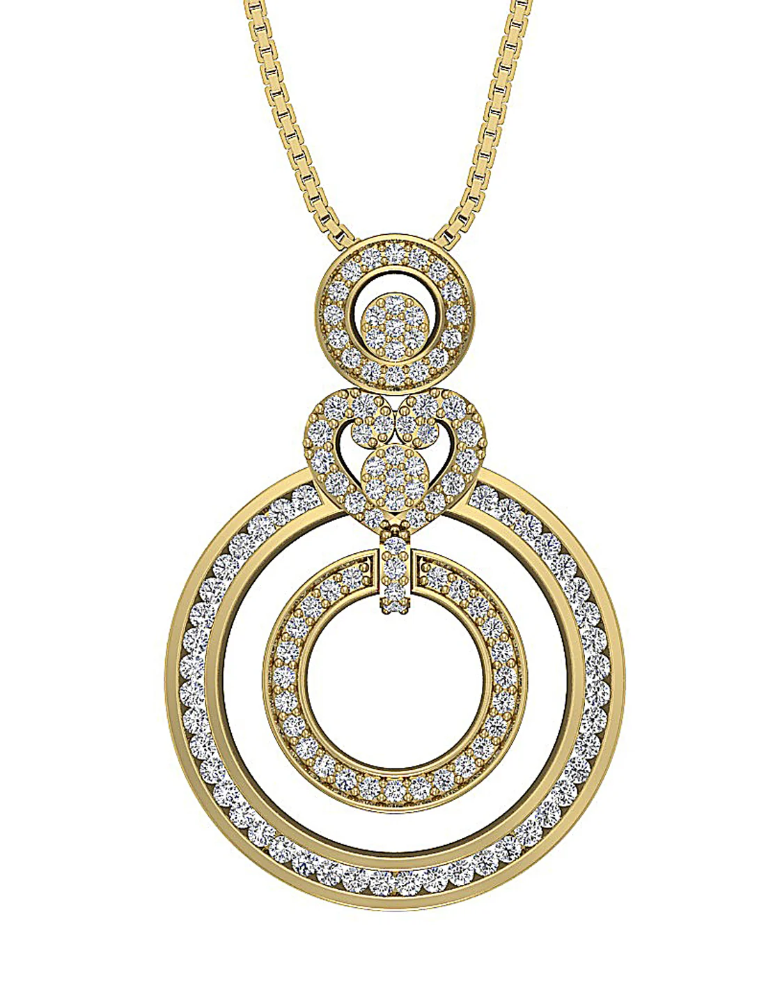The Kobe Sparkly Round Brilliant Cut Diamond Circle Pendant 1.30 inch 14K White Gold - Image 3