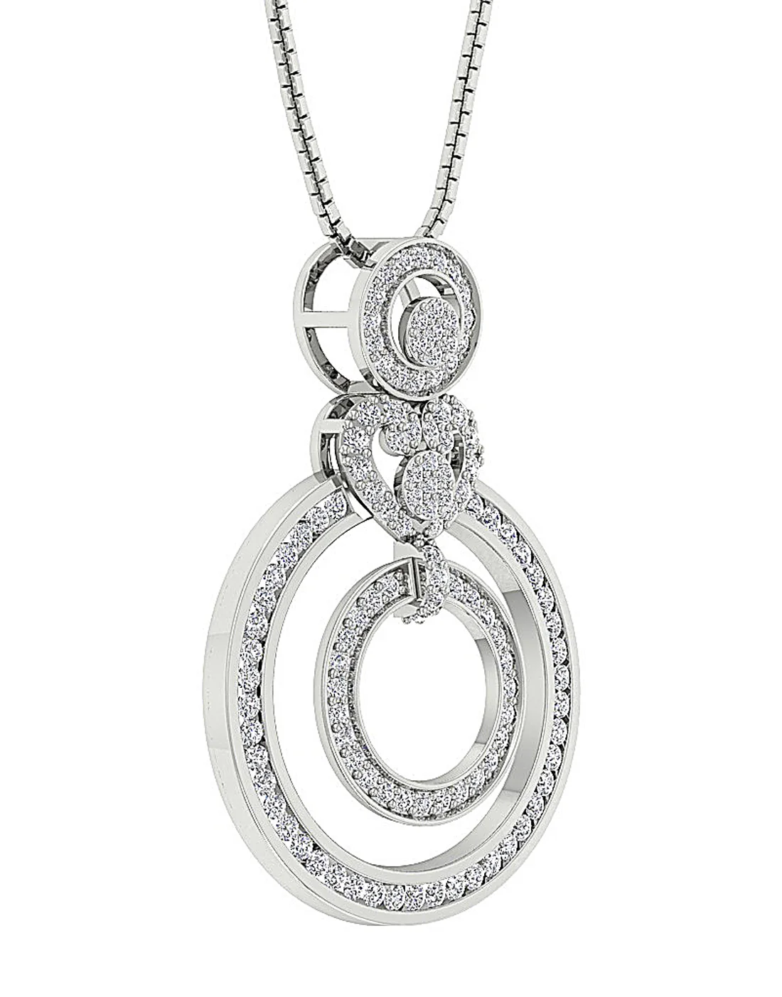 The Kobe Sparkly Round Brilliant Cut Diamond Circle Pendant 1.30 inch 14K White Gold - Image 4