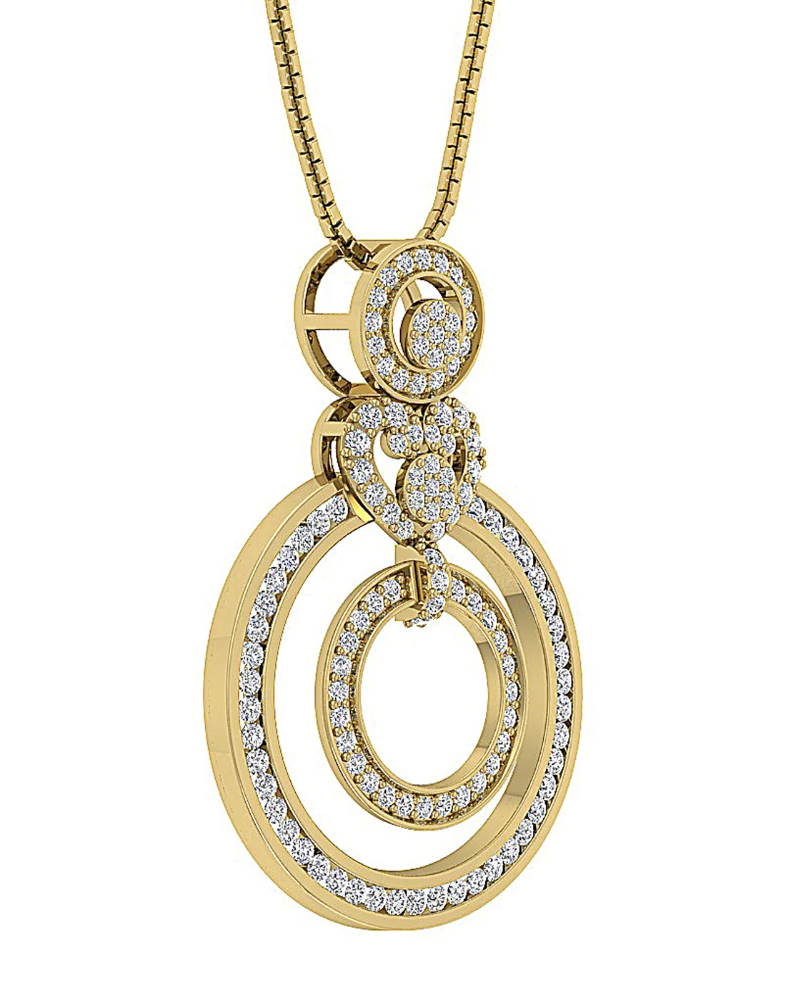The Kobe Sparkly Round Brilliant Cut Diamond Circle Pendant 1.30 inch 14K White Gold - Image 5