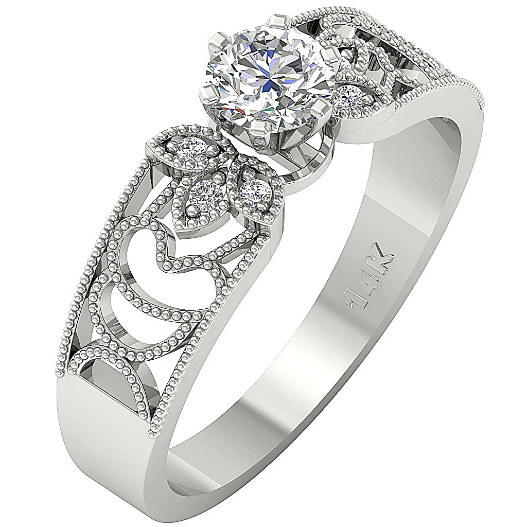 The Kolton Designer Milgrain Solitaire Anniversary Diamond Ring 14k Solid Gold 5.40 mm - Image 9