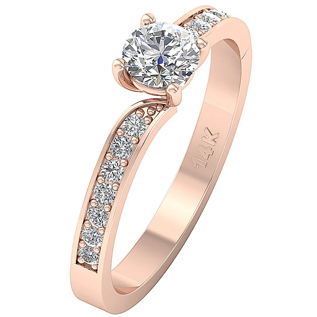 The Korbin Genuine Round Diamond 14K Yellow Gold Solitaire Anniversary Ring Prong Set - Image 3