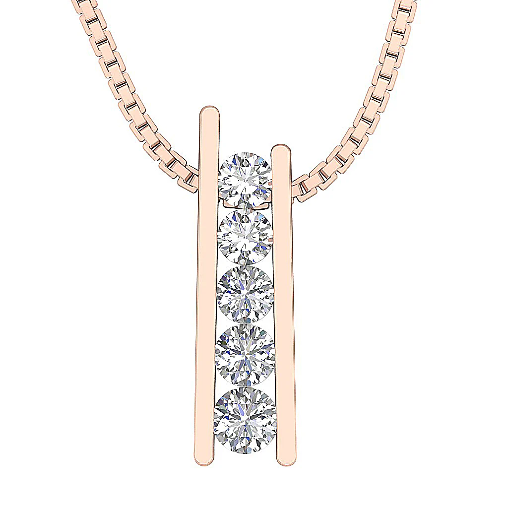 The Kyle 14k White Gold Channel Set Natural Diamond Journey Pendant For Women - Image 3