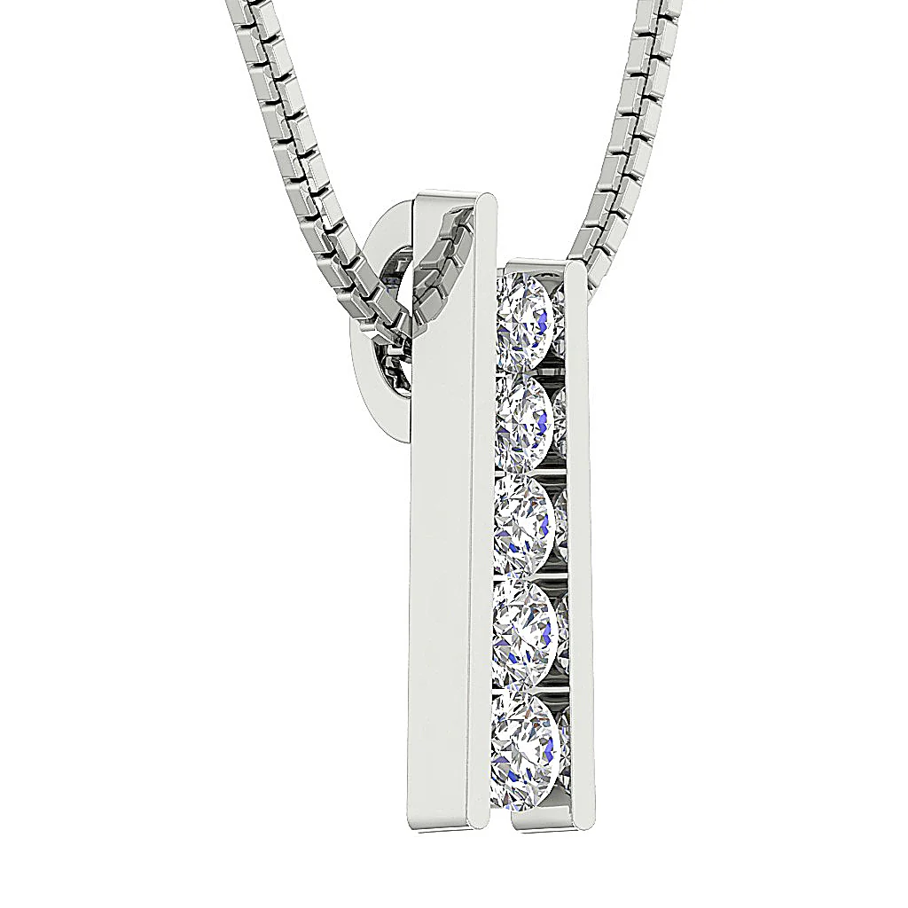 The Kyle 14k White Gold Channel Set Natural Diamond Journey Pendant For Women - Image 4