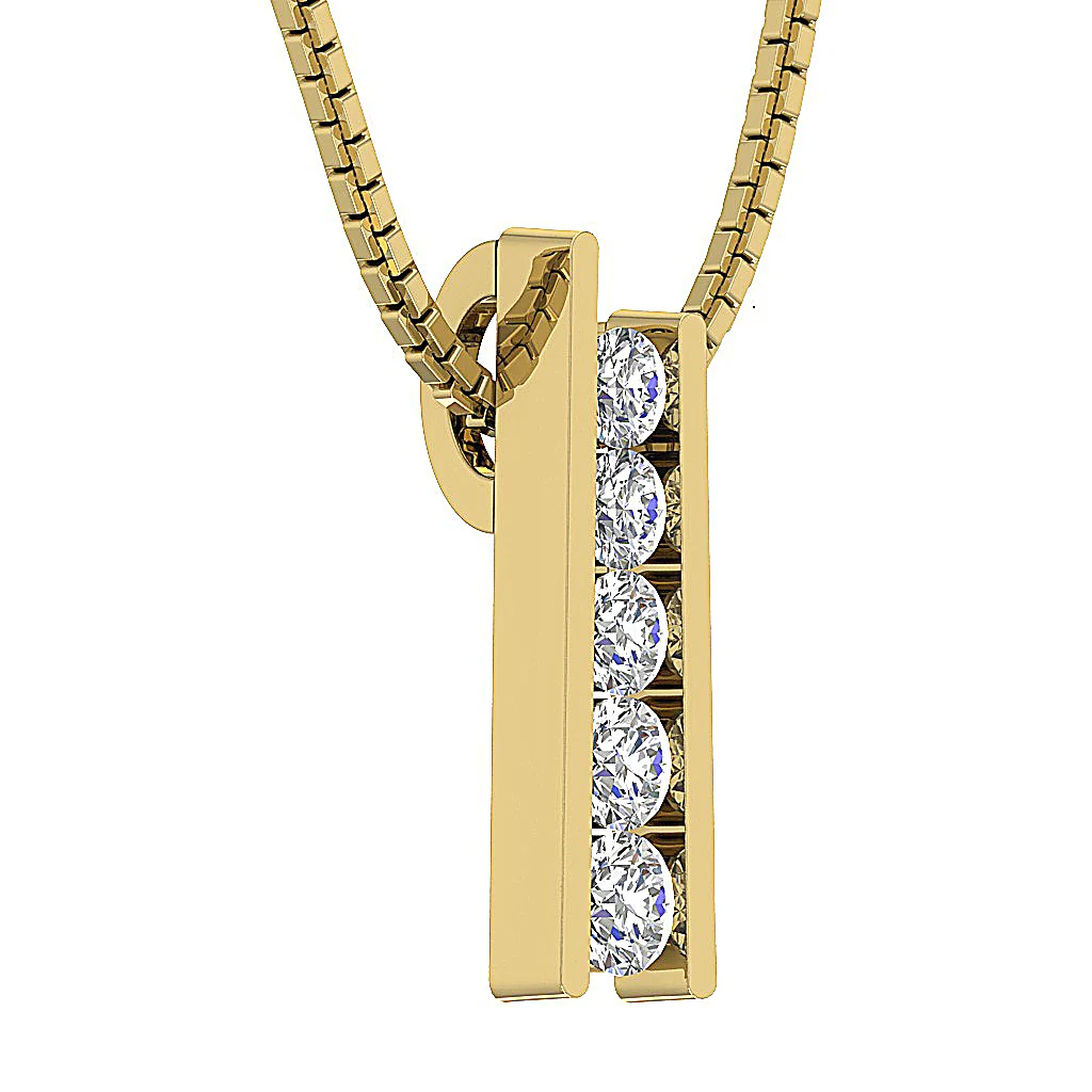The Kyle 14k White Gold Channel Set Natural Diamond Journey Pendant For Women - Image 5