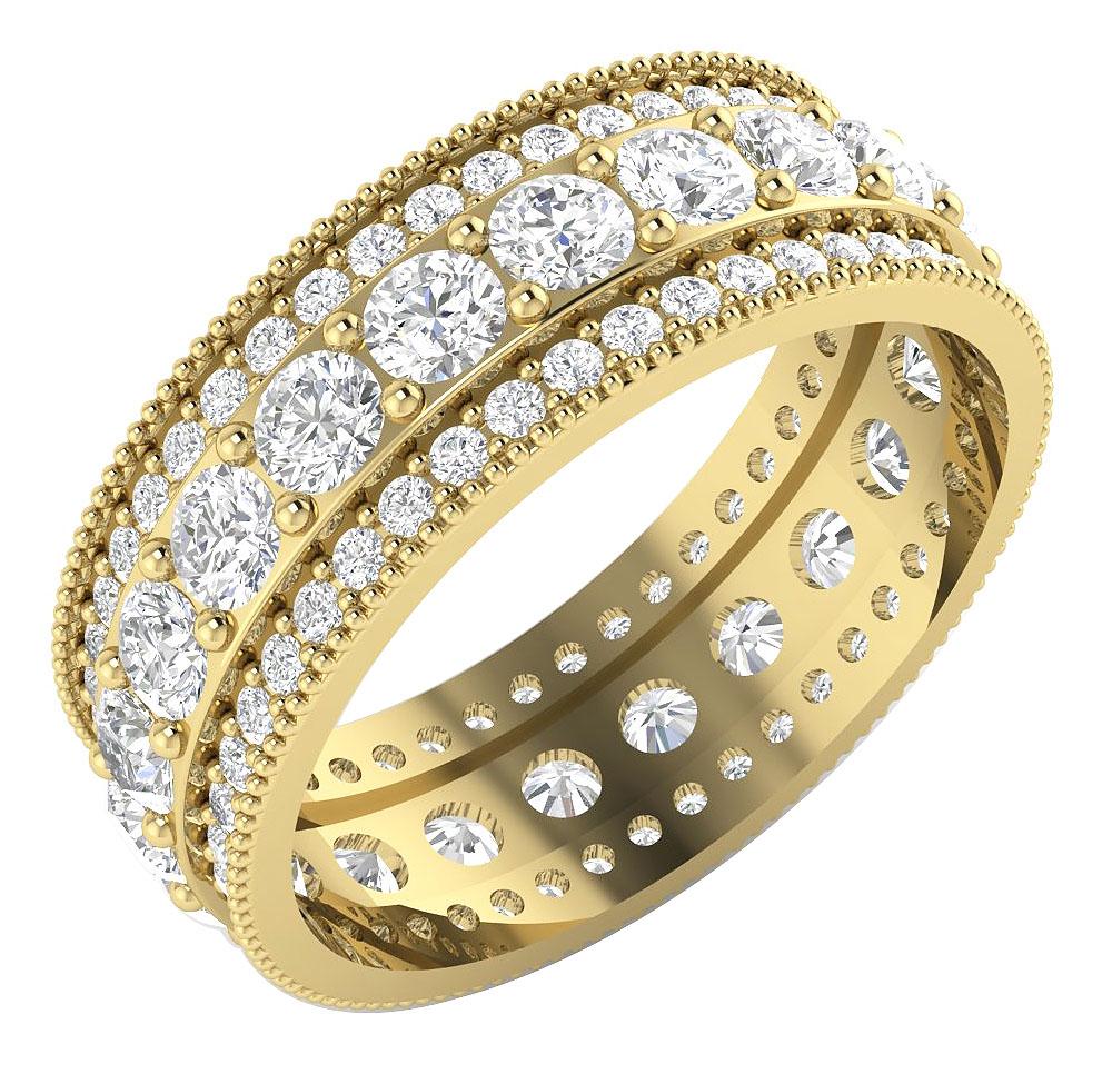 The Kyle Milgrain Full Eternity Engagement Ring Round Cut Diamond Rose Gold - Image 3
