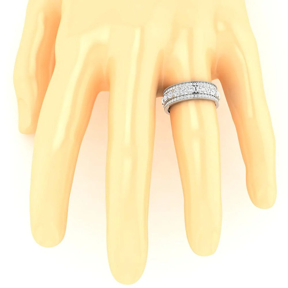 The Kyle Milgrain Full Eternity Engagement Ring Round Cut Diamond Rose Gold - Image 7