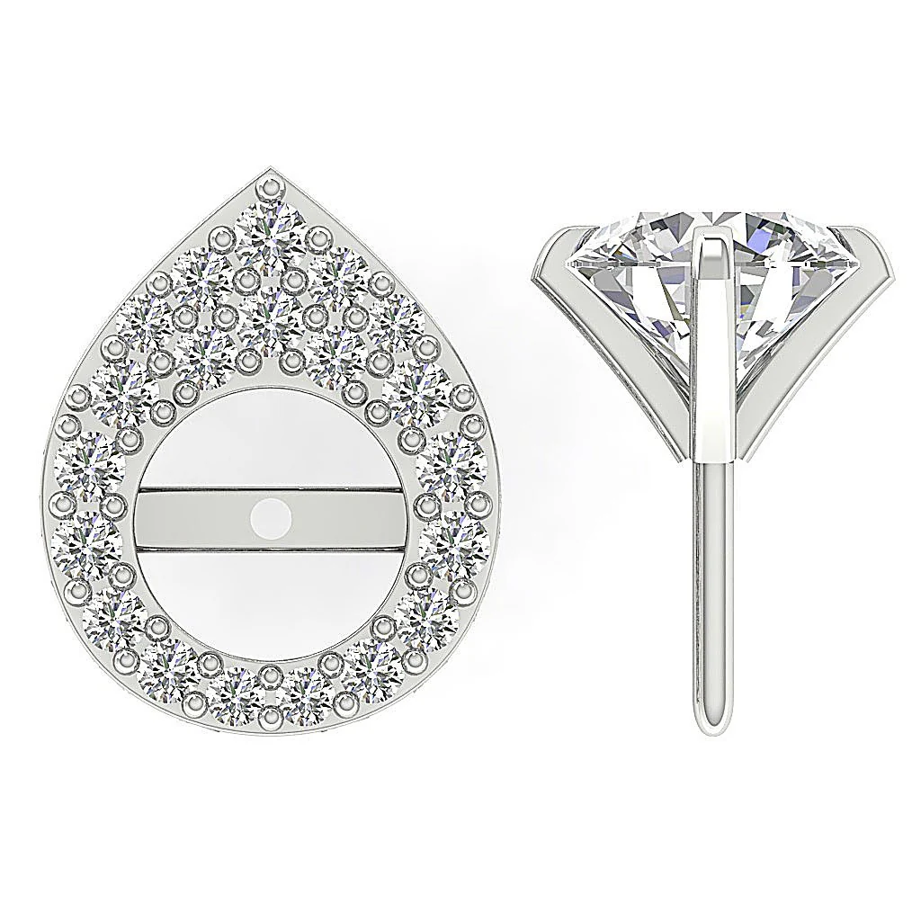The Kyler Pear Shape Removable Jacket Stud Earring Natural Diamond 14K Solid Gold - Image 10