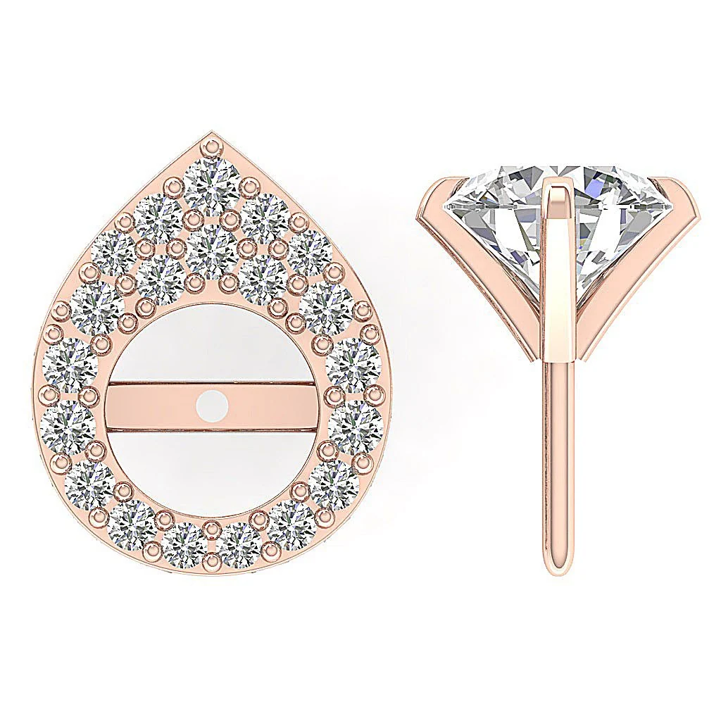 The Kyler Pear Shape Removable Jacket Stud Earring Natural Diamond 14K Solid Gold - Image 11