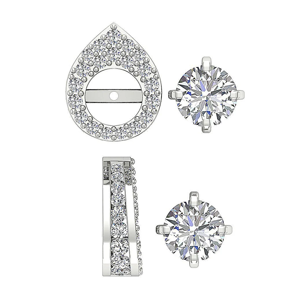 The Kyler Pear Shape Removable Jacket Stud Earring Natural Diamond 14K Solid Gold - Image 12