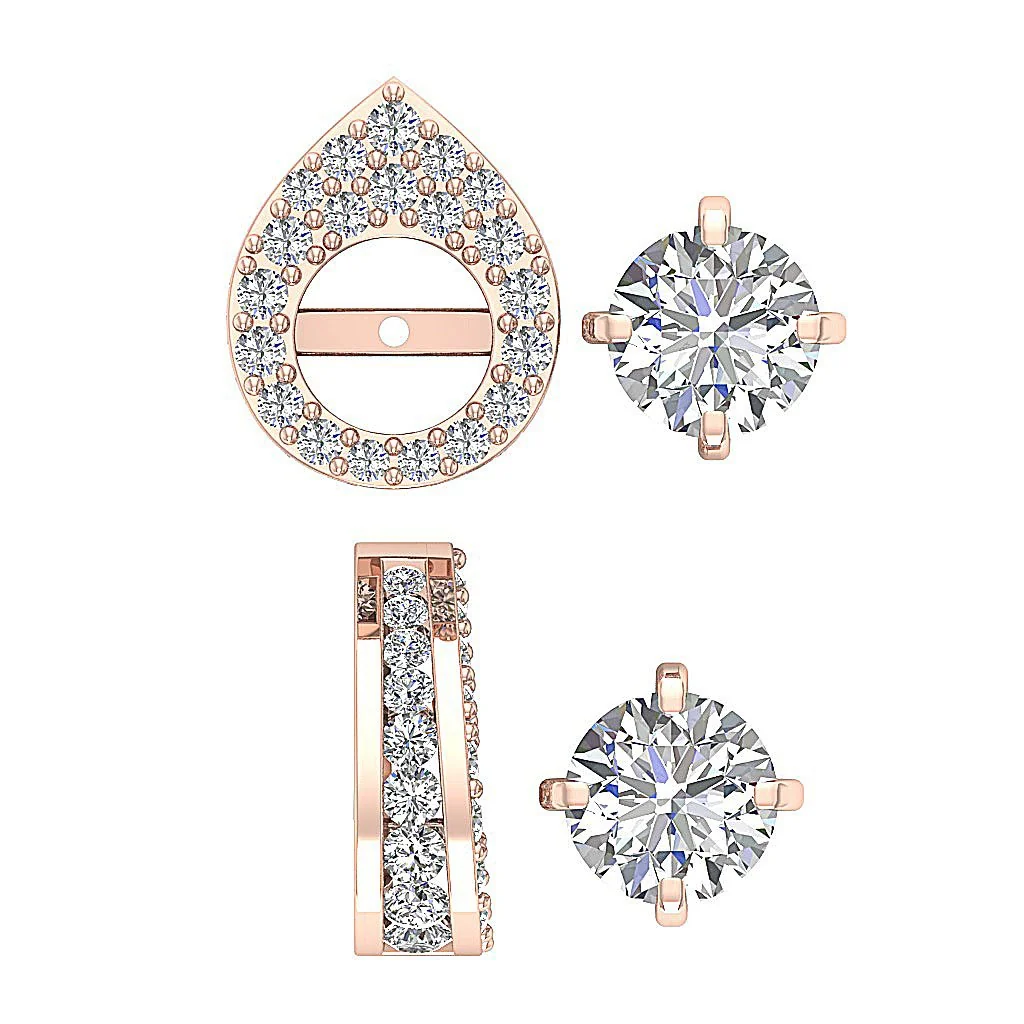 The Kyler Pear Shape Removable Jacket Stud Earring Natural Diamond 14K Solid Gold - Image 13