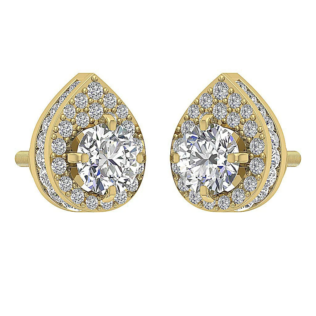 The Kyler Pear Shape Removable Jacket Stud Earring Natural Diamond 14K Solid Gold - Image 6
