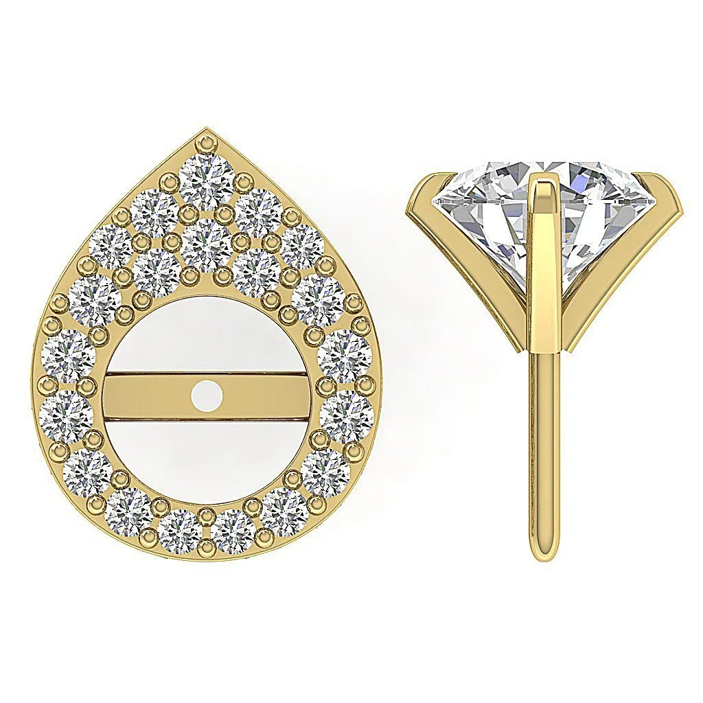 The Kyler Pear Shape Removable Jacket Stud Earring Natural Diamond 14K Solid Gold - Image 9