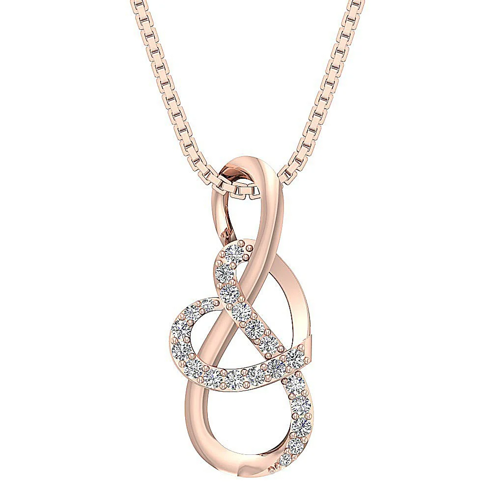 The Kyler Heart Knot Fashion Pendant 14k Solid White Gold Round Cut Diamond - Image 3
