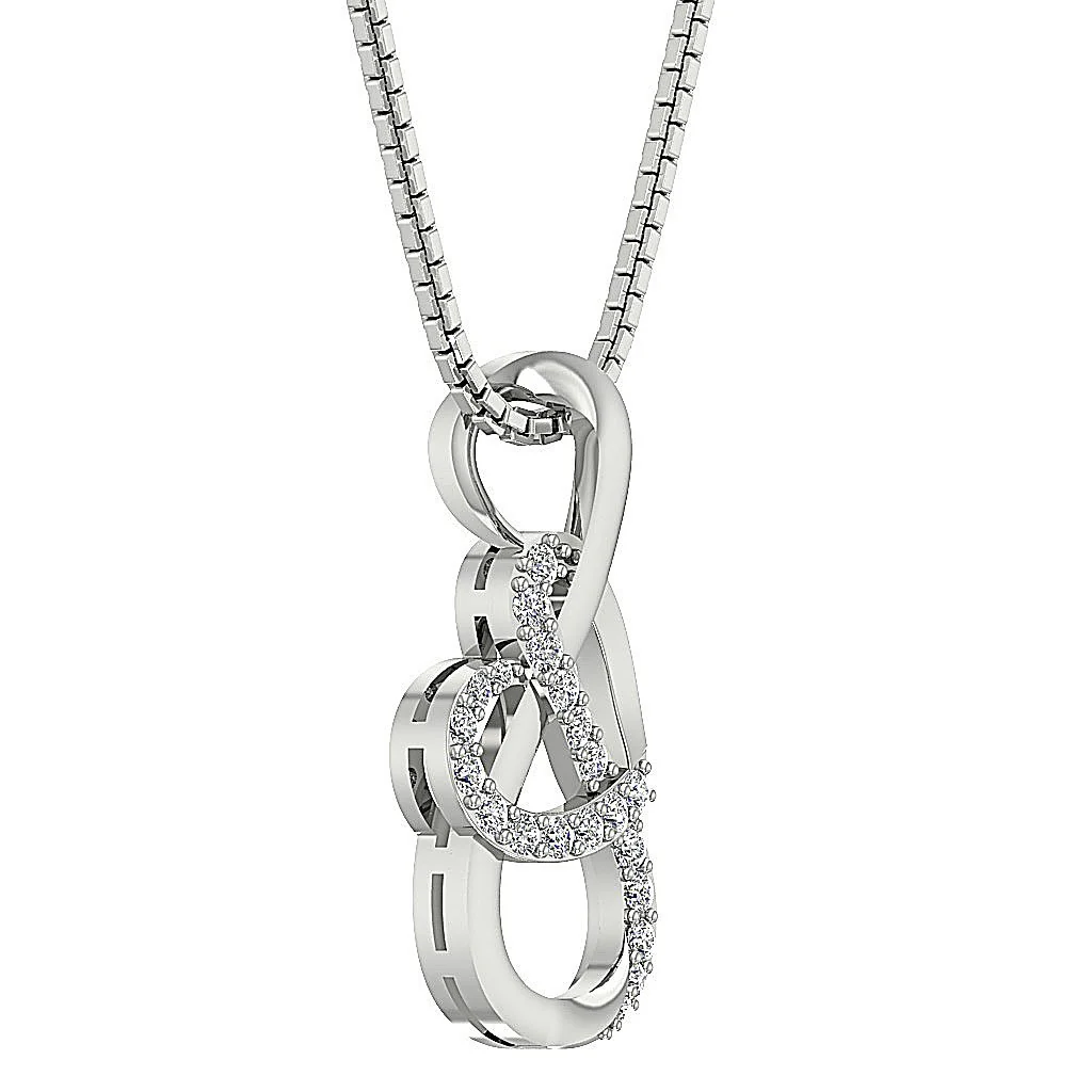 The Kyler Heart Knot Fashion Pendant 14k Solid White Gold Round Cut Diamond - Image 4