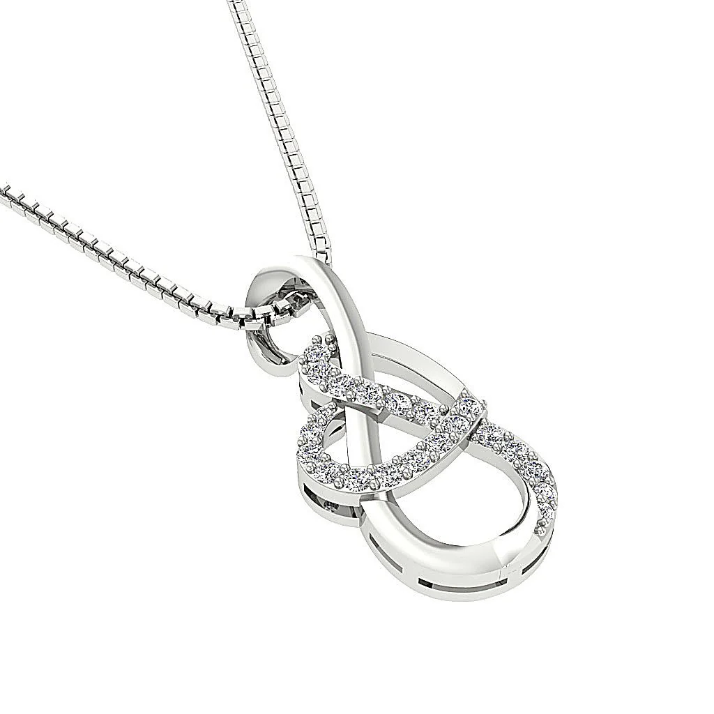 The Kyler Heart Knot Fashion Pendant 14k Solid White Gold Round Cut Diamond - Image 5