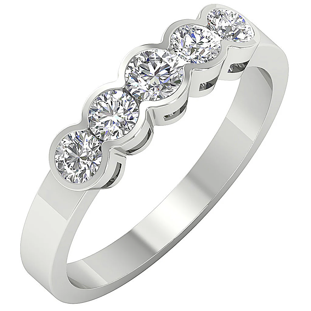 The Kylian Bezel Set Five Stone Round Diamond Unique Engagement Ring For Her - Image 2