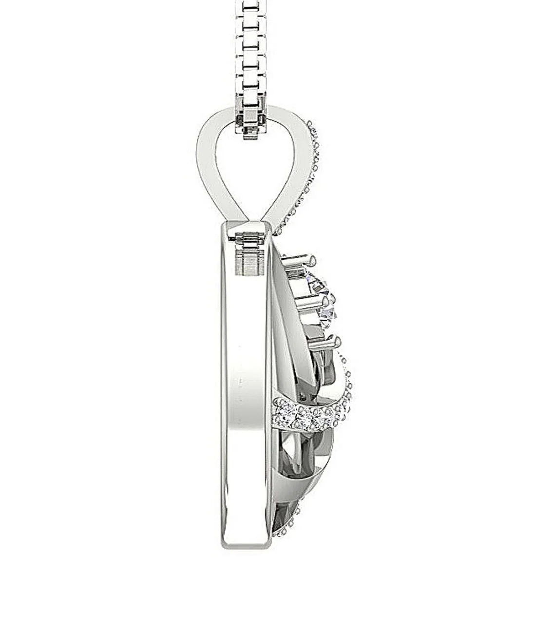 The Kyrie Graceful Round Diamond Designer Circle Pendant Prong Set Rose Gold - Image 3