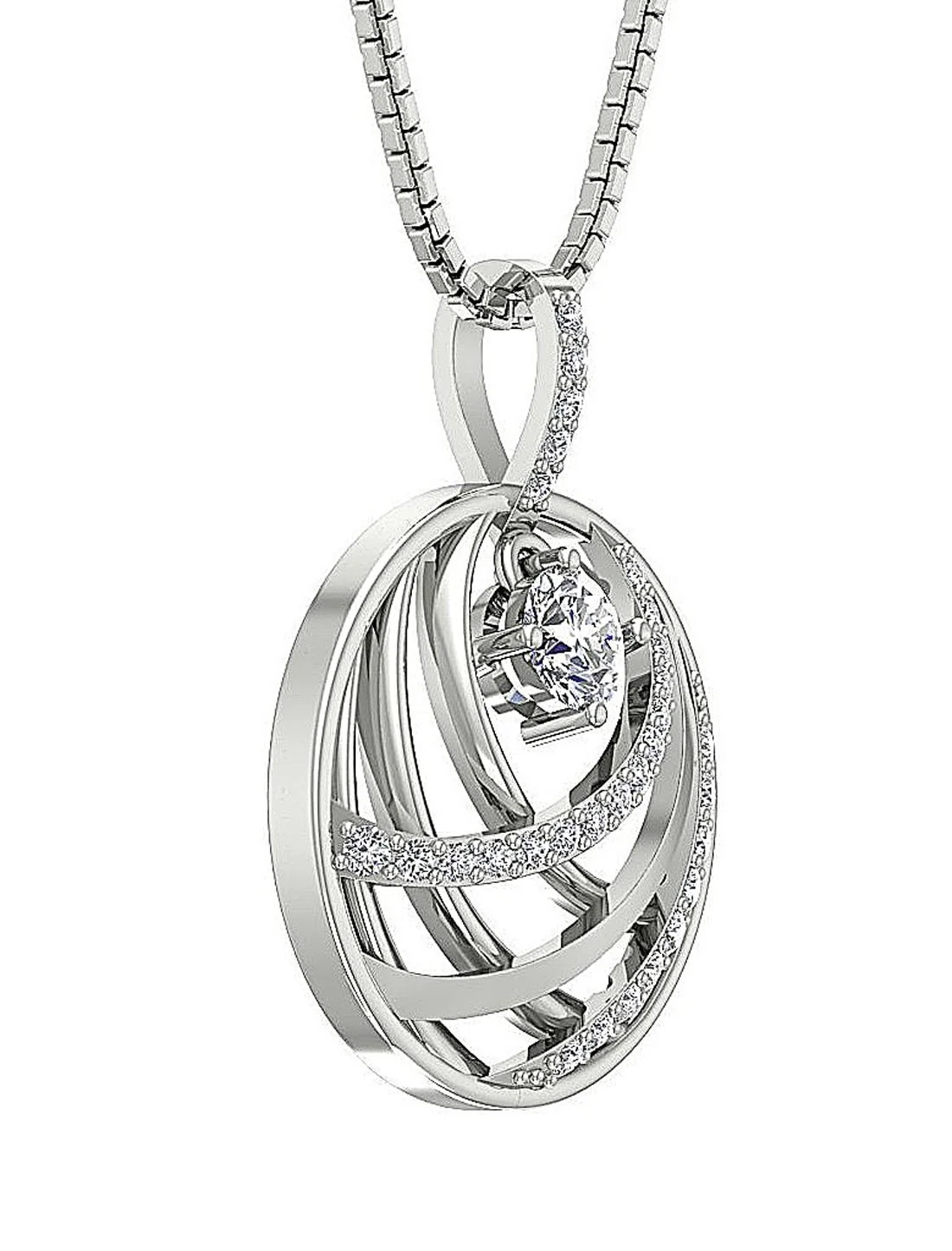The Kyrie Graceful Round Diamond Designer Circle Pendant Prong Set Rose Gold - Image 5