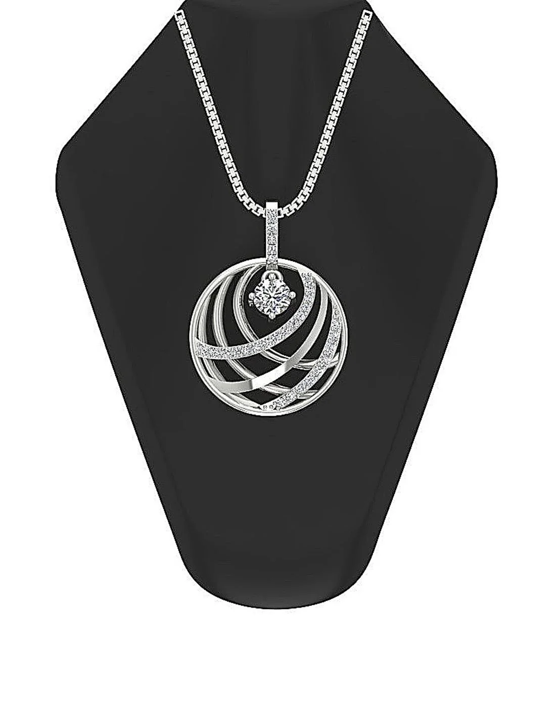The Kyrie Graceful Round Diamond Designer Circle Pendant Prong Set Rose Gold - Image 6
