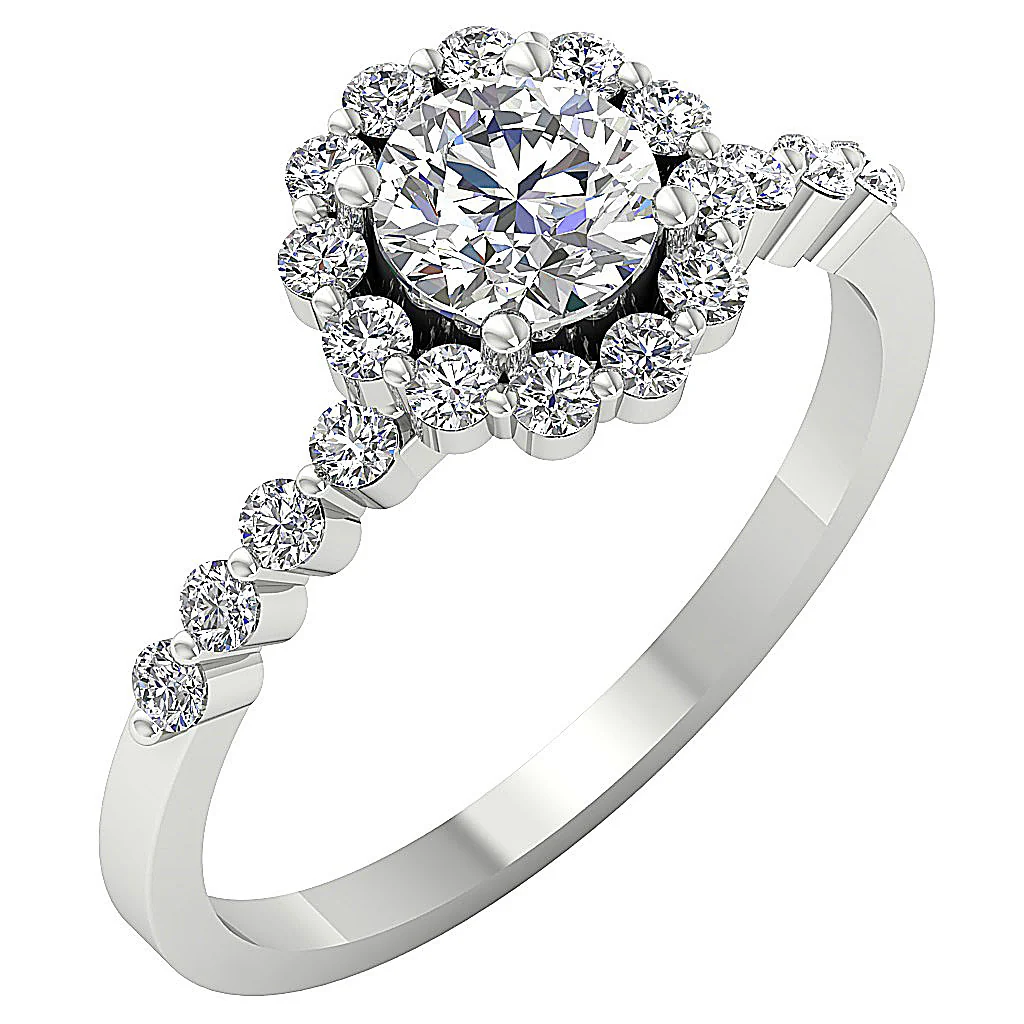 The Kyro Beautiful Round Cut Diamond Halo Solitaire Anniversary Ring 14k White Gold